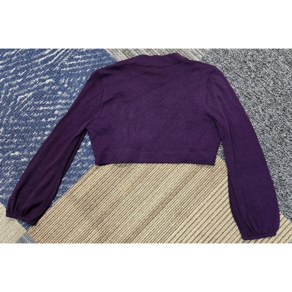 Lauren Ralph Lauren Dress Shaw Sweater Womens M Solid Purple Long Sleeve Crop - Picture 3 of 6